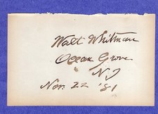 WALT WHITMAN 1881 AUTOGRAPHED BOOK PAGE picture