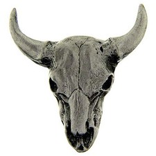 Steer Skull Pin Pewter 1