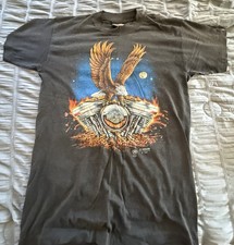 Vintage 1989 Harley Davidson 3D Emblem Eagle Engine  T-Shirt Rare picture