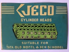 India Vintage Tin Sign JECO CYLINDER HEADS 10in x 7in picture