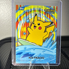 2000 Topps Pokemon Surfing Pikachu #25 TV Animation Series 8 Of 10 picture
