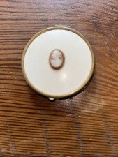 Vintage Cameo Compact. Beautiful Details With Hand Painted Flowers On Edge picture