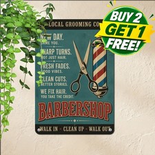 Vintage Style Barber Shop Lady Sign Retro Haircut Salon Lounge Metal Plaque picture