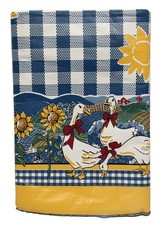 VTG Country Geese Goose Vinyl Farmhouse Tablecloth Cottagecore Oblong 52x90 picture