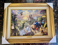 Framed Thomas Kinkade Studios Disney Beauty and the Beast Falling in Love w/ COA picture