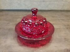 MOSSER Eyewinker Ruby Red Glass Butter Bell Covered Dish MINT 8”  picture