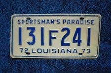 1972 1973 Louisiana License Plate picture