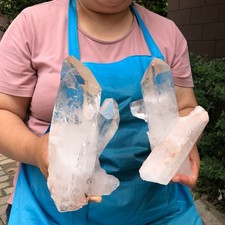 5.94LB 2pcs Natural White Clear Quartz Crystal Cluster Rough Specimen Healing picture