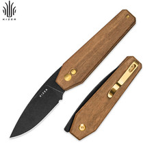 Kizer Tomb Drop Point Folding Pocket Knife Nitro-V Blade Wood Handle picture
