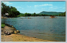 c1960s Corinth NY Beach Hudson River Floating Platform Chrome Postcard picture