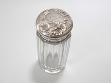 Antique Unger Brothers Silver and Crystal Vanity Jar Powder Dispenser picture