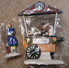 Vintage Retired New In Box Starbucks Coffee Cart Vendor & Customer Dept 56 picture