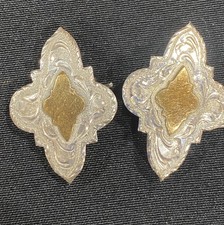 VTG Hand Crafted Silver Overlay Gold Brass tone Conchos 1 1/2”x 1” picture