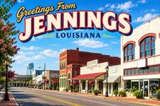 Greetings From JENNINGS Louisiana MODERN 4x6 Postcard E622 picture