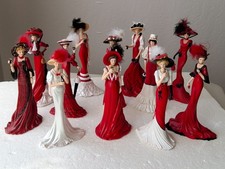 12 pc Lot Hamilton Collection Elegance of Coca-Cola Figurines Red White Dresses picture