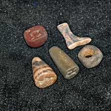 5 Rare Ancient Hellenistic Greek & Roman Stone Amulet Intaglio Bead Lot picture
