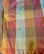 6 Yds. Designer Custom 100% real Silk Dupioni, OOK squares Orange, Green, Pink picture