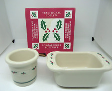 Longaberger Pottery Traditional Holly Toothpick And Sweetener Holder Set 37354 picture