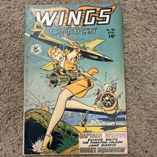 Wings Comics #96 Gal with Gun and Long Legs GGA Cover 1948 War Comic picture