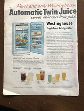 Vintage 1950s Refrigerator Magazine Ad Westinghouse Frost Free picture