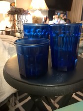 Vtg Luminarc Working Glass Set Of 3Cobalt Blue 3.5