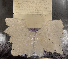 Antique Victorian 1800's Lace  Bertha Collar found Hand Written Note Grandmother picture