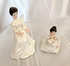 Vintage Pair Mother & Daughter Porcelain Ceramic Figurines picture