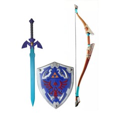 Legend of Zelda Link Hylian Master Sword+Shield+Bow PU Foam Prop Costume Toy picture