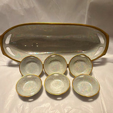Bavaria Lusterware Porcelain Celery/Relish Tray w/Salt Cellars Circa 1920-1927 picture