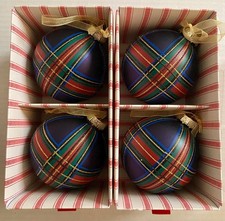 Martha Stewart Bedford Collection Set of 4 Glass Ornaments 3,5