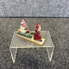 Vtg~Pam Schifferl~Folk Art Christmas Figurine~Santa Pulling Snowman on Sled picture