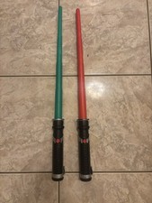 Vintage 1999 Star Wars Lightsabers - Qui-Gon Jinn Green & Darth Maul Red Set picture