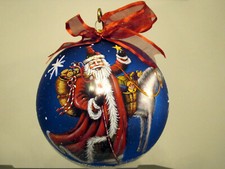 THOMAS PACCONI Huge Santa Ball with Stand GLASS CHRISTMAS ORNAMENT - New in Box picture