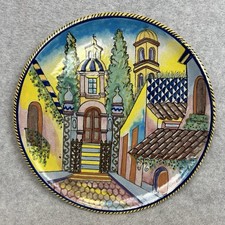 Vintage Uriarte Talavera Mexico Large Shallow Pottery 11.5” Platter Signed picture