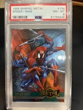 Marvel 1995 Fleer Marvel Metal Spider-Man #134 PSA 8 NM-MT Card picture