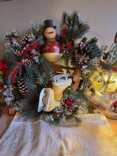 🎄 Vintage Rustic Christmas Wreath with Snowman & Ice Skates 🎄🎄 Vintage Rustic picture