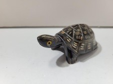 Hand Carved Stone Turtle Figurine Animal Sculpture Unique Decor 4 Inch Handmade picture