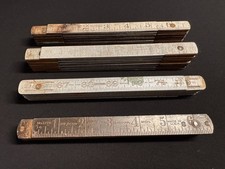 Lot of 4 Vintage Metal Folding Rulers 2 Lufkin, Craftsman Rustless Rule Free SH picture