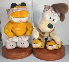 Danbury Bedtime for Odie & Garfield Plush 1994 Signed W/Stands READ DESCRIPTION picture