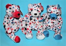 TY, Patriotic Beanie bears, 3 pc. set #40000 asst faces, Red, White, Blue stars picture