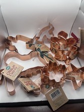 Vintage 2000 Lot of 9 Wilton Copper Plated Christmas Fall Cookie Cutters NWT picture