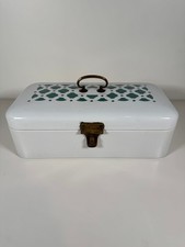 Antique German Porcelain Enamel Bread Box 1920s-30s Decorated Metal picture