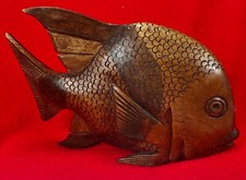 SUN FISH Figurine Carved Wood - 8