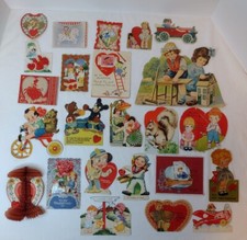 Antique Vintage Valentine Cards  1920-30s Signed Some Mechanical Lot of 25  picture