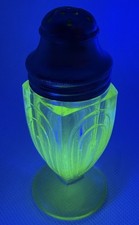Vintage Hazel Atlas Green Uranium Glass Paperclip Arch Salt Shaker Deco 1930s  picture