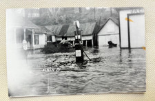 Plymouth MA RPPC Main St Flood Gas Station Pumps Vintage Postcard picture