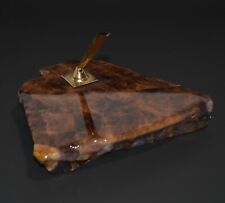 Beautiful Mid Century Modern Amethyst Brass Pen Holder 48oz Lacquered Stone picture