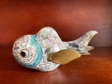Rare Vintage Cloisonne - Big Koi Fish Figurine 4½ inches picture