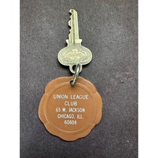 Vintage Union League Club Chicago Illinois Plastic Fob and Key #1704 picture