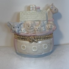 Vintage Noahs Ark Enesco 1997 Precious Moments Hinged Box Trinket Box picture